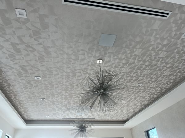 Finished ceiling with linear slot supply vents