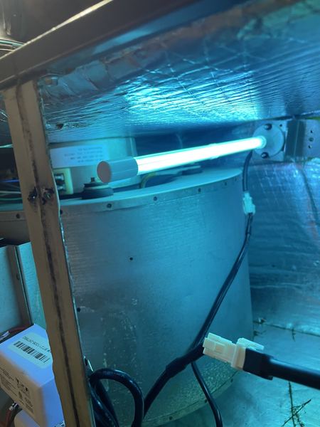 UV light installed inside an air handler